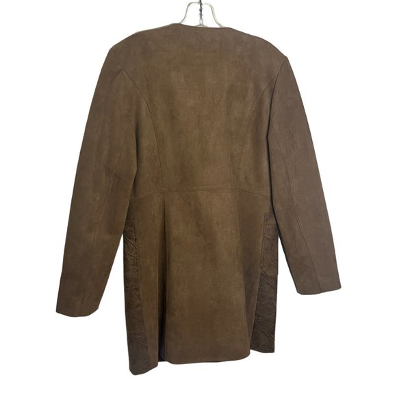 NWT Vintage Tribal Faux Suede and Leather Fully Lined Coat in Butterscotch, Sz 8 - Picture 2 of 14
